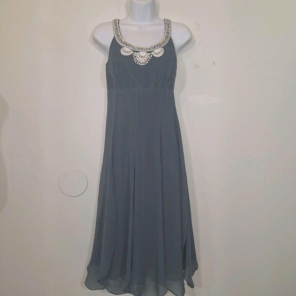 Beaded Embellished Midi Dress Sz 10 Forrest Fairy Whimsical Ethereal Event